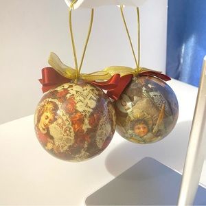 Victorian Style Girl Angel Shabby Chic Cottage Decoupage Christmas Ornaments